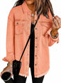 Cross-border New Washed Denim Shirt Jacket 2024 European and American Women's Autumn and Winter Distinctive Street Style Edge Hem Jacket