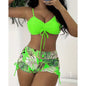 2025 Foreign Trade New Swimwear Women's European and American Amazon Bikini Split High Waist Color Split Sling Sexy Swimsuit