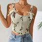 Cross-border Hot Sale French Style Bow Lace-up Floral Sexy Shaper Women's Sling Printed Slim-fit Vest Corset