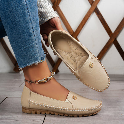 Large Size Popular Foreign Trade Stitched Laser Women's Flats Loafers Foreign Trade Cross-Border E-Commerce Supply Versatile