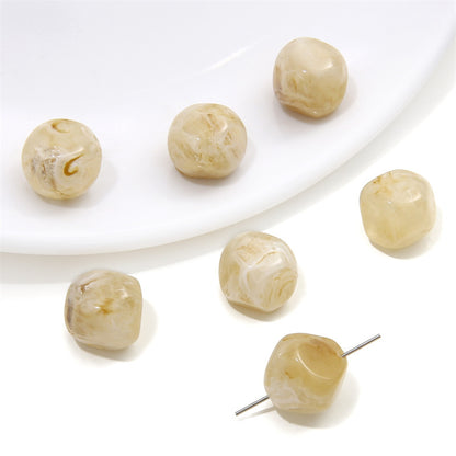 Acrylic Imitation Amber Stone Irregular Round Beads Loose Beads DIY Handmade Beaded Necklace Bracelet Material Accessories Wholesale