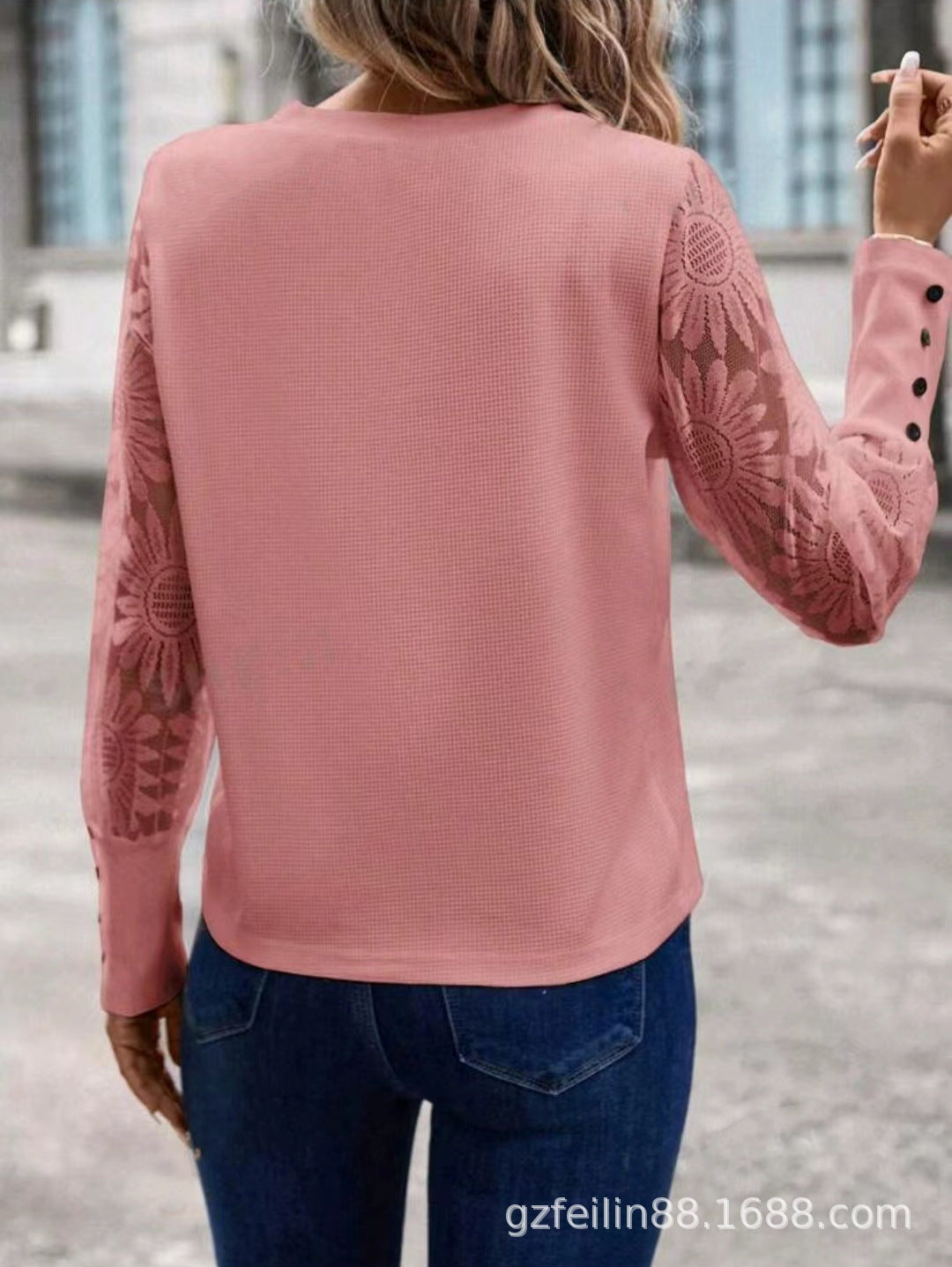 2024 Women's Waffle Button Women's Top