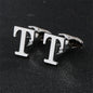 Cross-Border Specially Designed for Silver 26 English Letters Glossy Men's Cufflinks Manufacturer Wholesale Personalized French Shirt Cufflinks