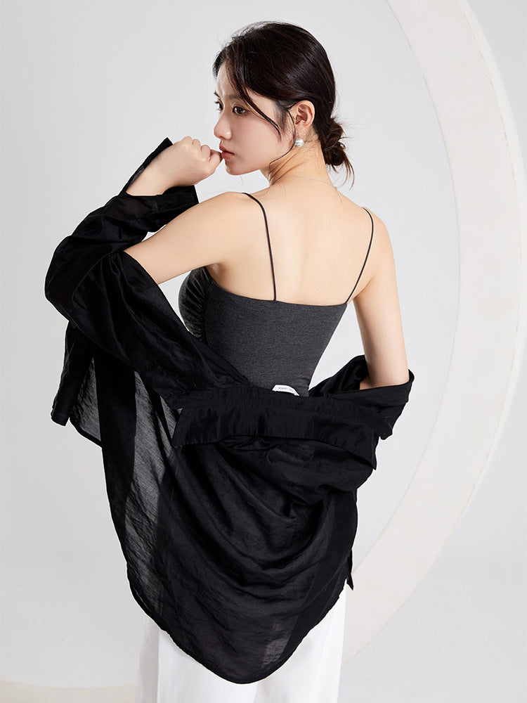 2026 New Style Pleated Camisole with Chest Pads, Integrated Bra, and Outerwear for Women in Summer