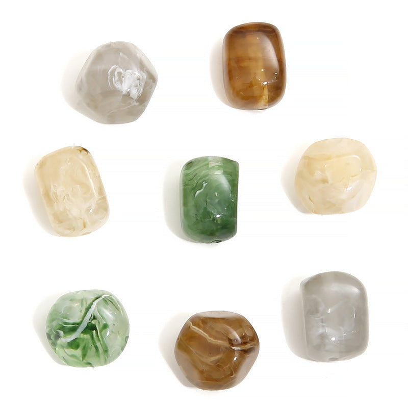 Acrylic Imitation Amber Stone Irregular Round Beads Loose Beads DIY Handmade Beaded Necklace Bracelet Material Accessories Wholesale