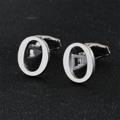 Cross-Border Specially Designed for Silver 26 English Letters Glossy Men's Cufflinks Manufacturer Wholesale Personalized French Shirt Cufflinks