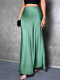 Foreign Trade Cross-Border Satin Skirt Spring and Summer New European and American Amazon Simple Imitation Silk Long Skirt Women's Clothing