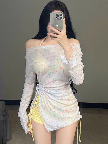 2025 New Split Swimsuit Women's Bikini Three-Piece Cover-Up Long-Sleeved Sun Protection Seaside Resort Hot Spring Pure Desire