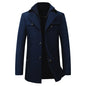 Cross-border Autumn and Winter Double Collar Wool Coat Men's Coat Casual Mid-length cotton and thickening Men's Plus Size