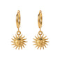 French Retro Titanium Steel Earrings, High-End 18K Gold Non-Fading Fashionable Earrings, Sun Pendant Earrings, Jewelry