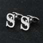 Cross-Border Specially Designed for Silver 26 English Letters Glossy Men's Cufflinks Manufacturer Wholesale Personalized French Shirt Cufflinks