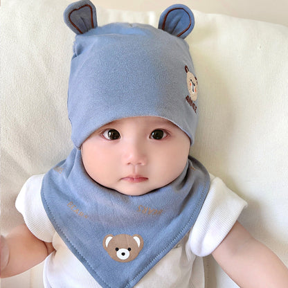 Katu Bear Infant Hat Spring & Fall 3-6-12 Months Male and Female Baby Pullover Hat Cotton 100-Day Sleeping Hat