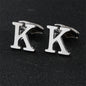 Cross-Border Specially Designed for Silver 26 English Letters Glossy Men's Cufflinks Manufacturer Wholesale Personalized French Shirt Cufflinks