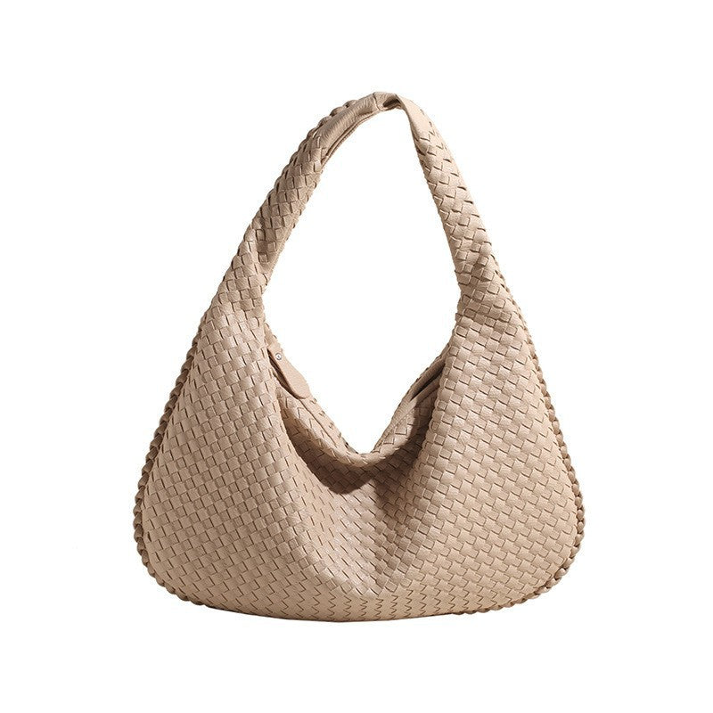 Woven Women's Bag Dumpling Bag New Simple Explosive Big Brand Shoulder Bag Autumn and Winter European and American Fashion Casual Big Bag