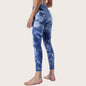 2023 Spring and Summer New Naked Yoga Pants Women's No Embarrassment Line High Waist Hip-lift Tie-dye Yoga Fitness Cropped Pants