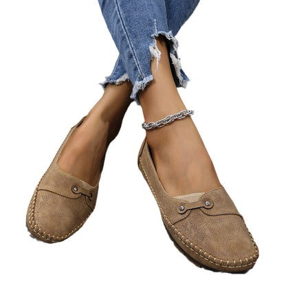 Large Size Popular Foreign Trade Stitched Laser Women's Flats Loafers Foreign Trade Cross-Border E-Commerce Supply Retro