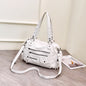 Cross-Border Popular European and American Motorcycle Bag Large Capacity Retro Style Multi-Pocket Tote Bag French Shoulder Hand-Held Crossbody Bag