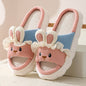 Cute lace rabbit parent-child male and female baby adult indoor and outdoor home wooden floor thickened linen Four Seasons slippers