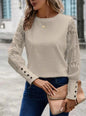 2024 Women's Waffle Button Women's Top