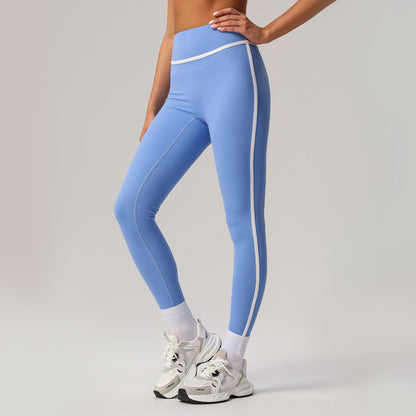 Cross-border Naked Contrast High Waist Yoga Pants Quick-drying Running Fitness Ankle-length Pants Outer Wear Tight Hip-lifting Sports Pants