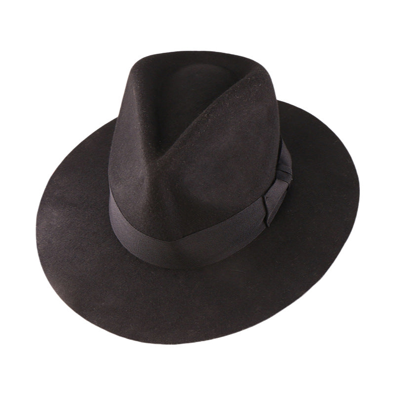 Amazon LAZADA Cross-border Wool Cowboy Hat Bow Men's Jazz Hat European and American Hot Autumn and Winter Hat