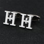 Cross-Border Specially Designed for Silver 26 English Letters Glossy Men's Cufflinks Manufacturer Wholesale Personalized French Shirt Cufflinks