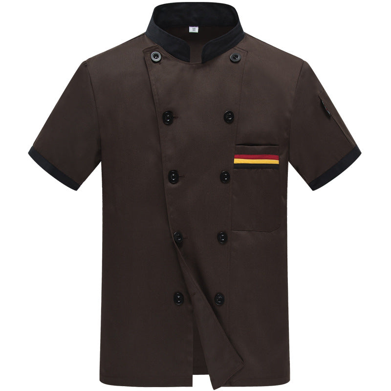 Restaurant and Cafeteria Back Kitchen Chef Work Clothes Long-Sleeved Work Clothes for Men Hotel Restaurant Chef Clothes Short-Sleeved Custom-Made for Men