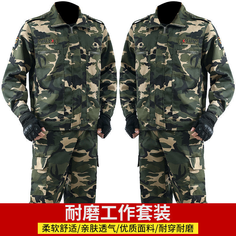 Spring and Autumn Camouflage Clothing Men's Suit Site Wear-resistant Dirty-resistant Labor Protection Work Clothes Auto Repair Machine Repair Welding Suit