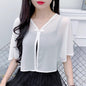 Thin Small Shawl Summer Dress with Sling Skirt Air-conditioning Shirt Women's Cardigan Outer Chiffon Ethnic Style Silver Buckle Small Coat