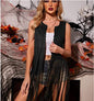 2026 In-Stock European and American Style Shawl Suede Tassel Vest Jacket Women's Sleeveless Mid-Length Vest Cardigan