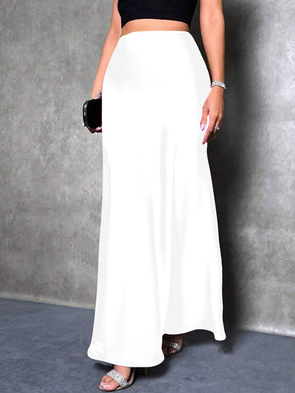 Foreign Trade Cross-Border Satin Skirt Spring and Summer New European and American Amazon Simple Imitation Silk Long Skirt Women's Clothing