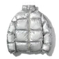 Cross-border 2022 winter foreign trade Men's glossy cotton-padded coat Korean style short stand collar cotton-padded coat trendy plus size men's cotton-padded jacket