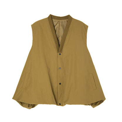 Hong Kong Style Niche Design Bud-Shaped Vest 2025 Spring and Autumn New Fashion Loose Solid Color V-Neck Sleeveless Trench Coat