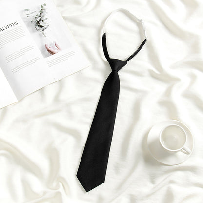 Japanese JK Academic Style Brown Retro Tie Female Lazy Wine-Free Red Shirt Accessories All-Match Black Stripe