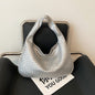 Woven Women's Bag Dumpling Bag New Simple Explosive Big Brand Shoulder Bag Autumn and Winter European and American Fashion Casual Big Bag