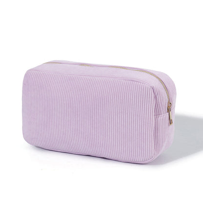 Feihong Cross-border Vertical Stripe Storage Bag Corduroy High-value Cosmetic Bag Portable Wash Bag Large Capacity Cosmetic Bag