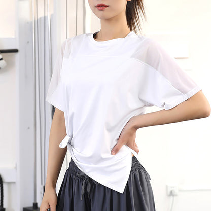 2025 Summer Yoga Top Loose Sports Short Sleeve Women's Quick-Drying Running Fitness Wear Top Breathable Exercise T-Shirt