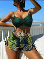 2025 Foreign Trade New Swimwear Women's European and American Amazon Bikini Split High Waist Color Split Sling Sexy Swimsuit