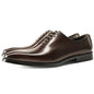 [One-piece Oxford Shoes-Hand-brushed] Men's Leather Shoes Business Dress British Style Groom Leather Shoes Men