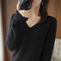 New Autumn and Winter Knitwear Women's V Neck Long-Sleeved Pullover Top Pure Color Korean Style Loose Bottoming Shirt Slimming Look Outer Wear Thin