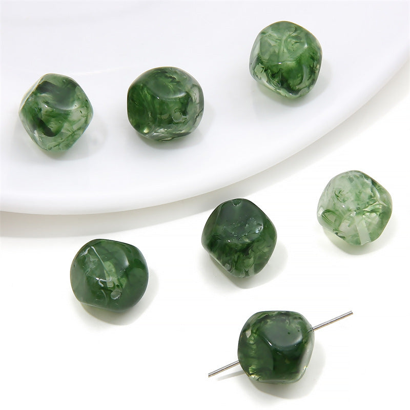 Acrylic Imitation Amber Stone Irregular Round Beads Loose Beads DIY Handmade Beaded Necklace Bracelet Material Accessories Wholesale