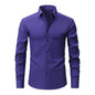 Cross-Border Lightweight Stretchy Plus-Size Men's Shirts, Wrinkle-Resistant Long-Sleeve Shirts, Amazon Cardigan Long-Sleeve Shirts for Men