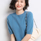 2025 Spring and Summer New Style Knitted Short-Sleeved Women's Round Neck Bottoming Knitted Pullover Half-Sleeved Sweater Loose Bottoming Sweater