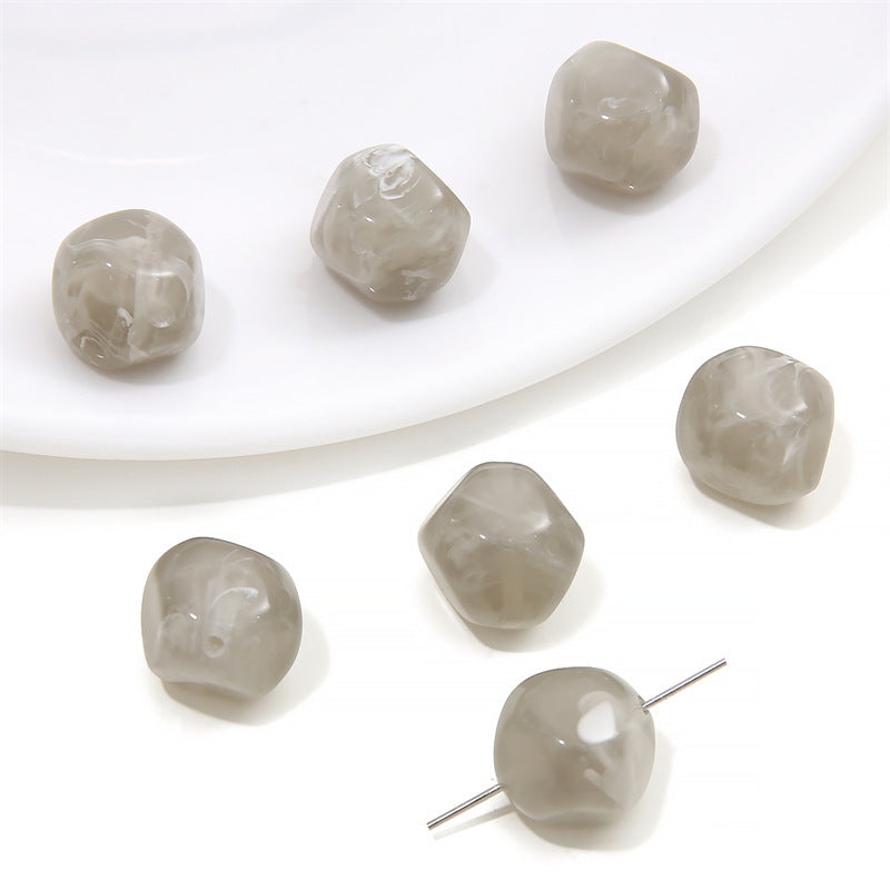Acrylic Imitation Amber Stone Irregular Round Beads Loose Beads DIY Handmade Beaded Necklace Bracelet Material Accessories Wholesale