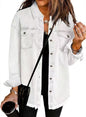 Cross-border New Washed Denim Shirt Jacket 2024 European and American Women's Autumn and Winter Distinctive Street Style Edge Hem Jacket