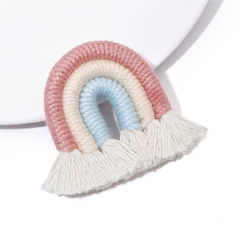Fabric Ethnic Style Tassel Rainbow Pendant Pendant Cute Children Handmade DIY Keychain Bag Accessories Woven