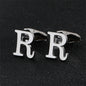 Cross-Border Specially Designed for Silver 26 English Letters Glossy Men's Cufflinks Manufacturer Wholesale Personalized French Shirt Cufflinks