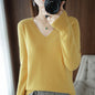 New Autumn and Winter Knitwear Women's V Neck Long-Sleeved Pullover Top Pure Color Korean Style Loose Bottoming Shirt Slimming Look Outer Wear Thin