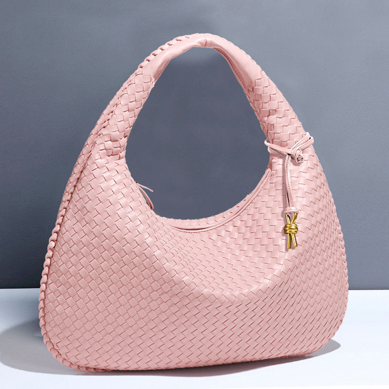 Woven Women's Bag Dumpling Bag New Simple Explosive Big Brand Shoulder Bag Autumn and Winter European and American Fashion Casual Big Bag