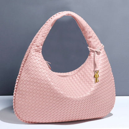 Woven Women's Bag Dumpling Bag New Simple Explosive Big Brand Shoulder Bag Autumn and Winter European and American Fashion Casual Big Bag